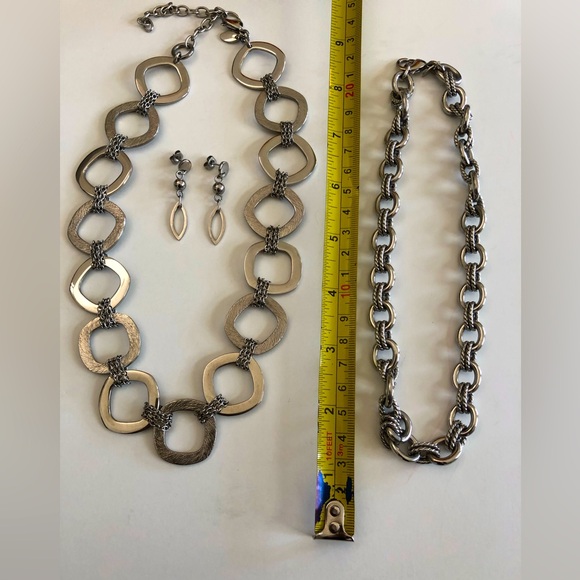 Stainless Steel Jewelry Bundle includes 2 Necklaces and 1 Pair Earrings - Picture 2 of 8